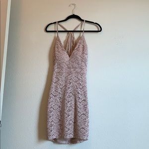 Tan with glitter overlay HOMECOMING dress